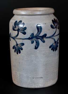 1 Gal. Stoneware Jar with Floral Decoration att. Henry Remmey, Philadelphia, PA, circa 1840