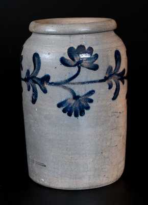 1 Gal. Stoneware Jar with Floral Decoration att. Henry Remmey, Philadelphia, PA, circa 1840