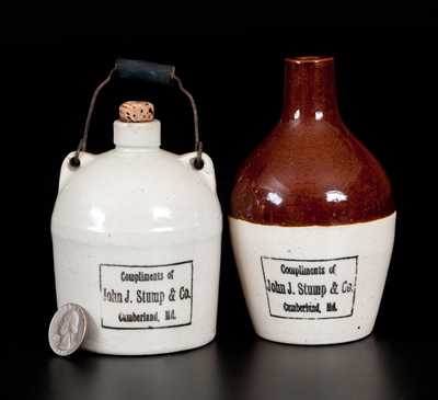 Lot of Two: Miniature J. J. STUMP / CUMBERLAND, MD Stoneware Jugs