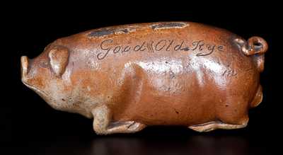 Anna Pottery Salt-Glazed Stoneware Pig Flask Inscribed