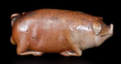 Anna Pottery Salt-Glazed Stoneware Pig Flask Inscribed 