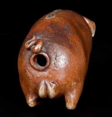 Anna Pottery Salt-Glazed Stoneware Pig Flask Inscribed