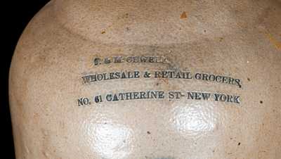 Unusual Stoneware Jug with Manhattan Advertising and Brushed Floral Decoration