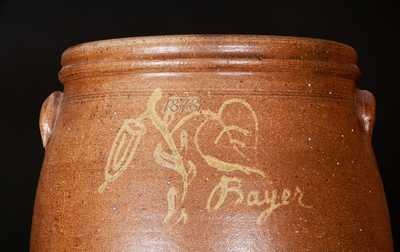 Exceptional Joseph Bayer (Washington, Missouri) 1878 10 Gal. Stoneware Jar Hand-Signed
