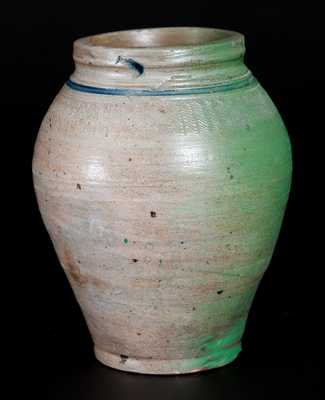 Ovoid Eighteenth Century NY / NJ Stoneware Jar w/ Combed Incising