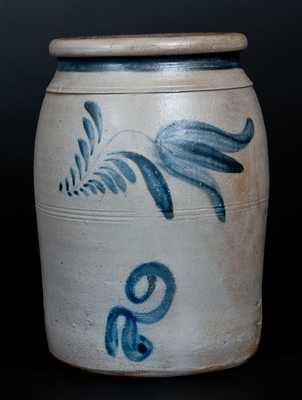 Rare A. & W. BOUGHNER / GREENSBORO, PA 2 Gal. Stoneware Jar w/ Floral Decoration