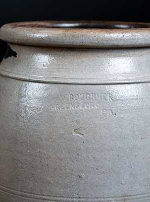 Rare A. & W. BOUGHNER / GREENSBORO, PA 2 Gal. Stoneware Jar w/ Floral Decoration