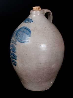 2 Gal. Midwestern Stoneware Jug with Large Floral Decoration