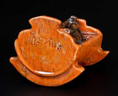 Extremely Rare Redware African-American Child in Cradle Bank