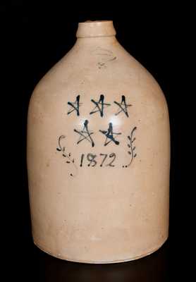 Extremely Rare 1872 BROWN BROTHER / HUNTINGTON / L.I Stoneware Jug w/ Stars