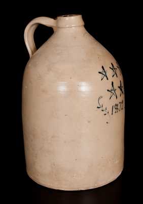 Extremely Rare 1872 BROWN BROTHER / HUNTINGTON / L.I Stoneware Jug w/ Stars