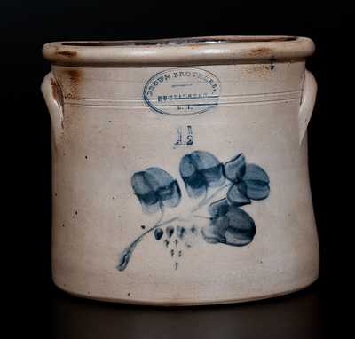 BROWN BROTHERS / HUNTINGTON / L.I. Stoneware Crock w/ Floral Decoration