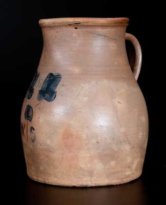 Rare Stoneware Pitcher att. Brown Brothers, Long Island w/ Floral Design and W. S. Initials