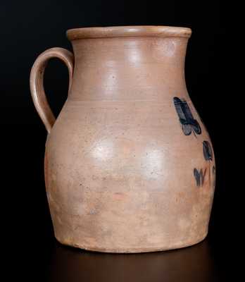 Rare Stoneware Pitcher att. Brown Brothers, Long Island w/ Floral Design and W. S. Initials