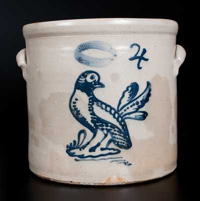  J. BURGER JR. / ROCHESTER Stoneware Crock with Fine Bird Decoration