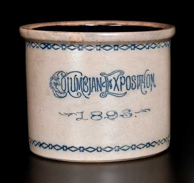 COLUMBIAN EXPOSITION / 1893 Souvenir Crock, Inscribed 