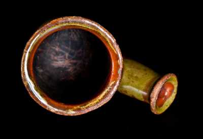 Unusual Glazed Redware Pipe Bowl Inscribed 