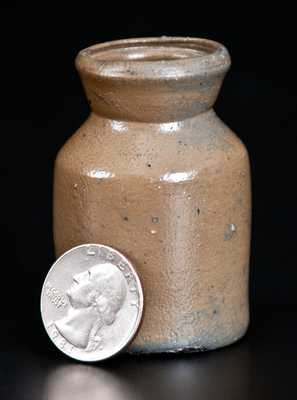 Very Unusual Swank, Johnstown, PA Miniature Stoneware Jar Inscribed "C. S."