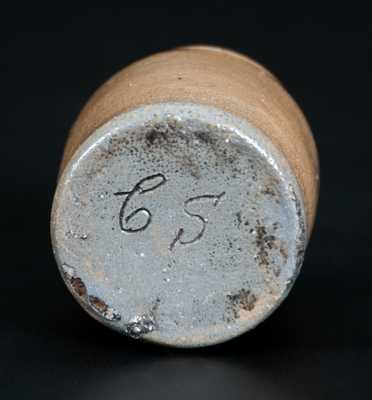 Very Unusual Swank, Johnstown, PA Miniature Stoneware Jar Inscribed "C. S."