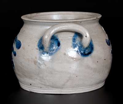 Outstanding Squat New York City Stoneware Jar w/ Loop Handles and Incised Decoration