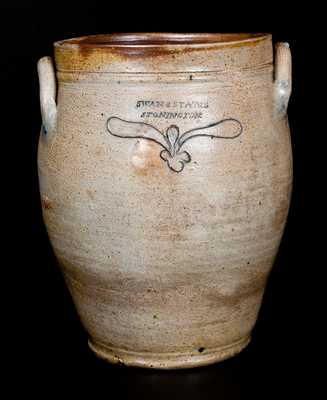 SWAN & STATES / STONINGTON Stoneware Jar w/ Incised Decoration