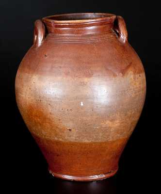 Scarce BOSTON / 1804 Dated Stoneware Jar with Iron Oxide Decoration
