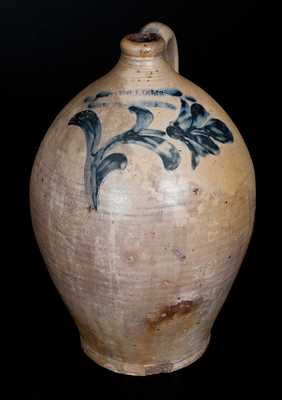 Important D. WILLIAMS / POUGHKEEPSIE Stoneware Jug w/ Incised Floral Decoration, Durrell Williams, 1815-20