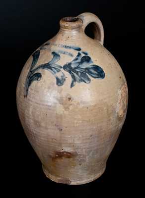 Important D. WILLIAMS / POUGHKEEPSIE Stoneware Jug w/ Incised Floral Decoration, Durrell Williams, 1815-20
