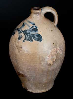 Important D. WILLIAMS / POUGHKEEPSIE Stoneware Jug w/ Incised Floral Decoration, Durrell Williams, 1815-20