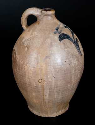 Important D. WILLIAMS / POUGHKEEPSIE Stoneware Jug w/ Incised Floral Decoration, Durrell Williams, 1815-20