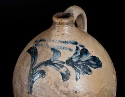 Important D. WILLIAMS / POUGHKEEPSIE Stoneware Jug w/ Incised Floral Decoration, Durrell Williams, 1815-20