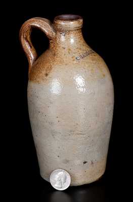 Rare One-Pint CHARLESTOWN Stoneware Jug with Iron-Oxide Dip