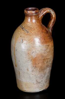 Rare One-Pint CHARLESTOWN Stoneware Jug with Iron-Oxide Dip