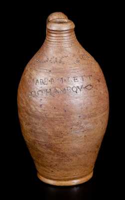 Rare One-Pint MADE BY J. LETTS / SOUTH AMBOY Stoneware Jug w/ Coggled Design