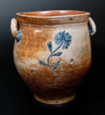 Outstanding 4 Gal. Stoneware Jar w/ Fine Incised Decoration, Manhattan, c1800