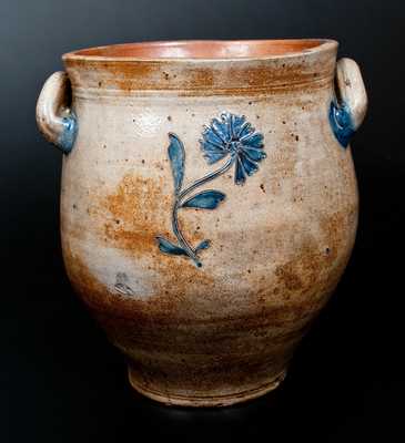 Outstanding 4 Gal. Stoneware Jar w/ Fine Incised Decoration, Manhattan, c1800