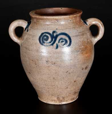 Fine Manhattan Stoneware Jar w/ Watchspring Decoration,Manhattan, circa 1770-90