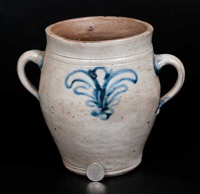 Vertical-Handled Incised Stoneware Jar, probably Crolius, Manhattan, fourth-quarter 18th century