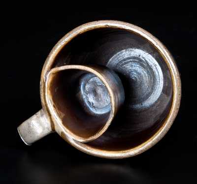 Very Rare Stoneware Shaving Mug with Cobalt Floral Decoration