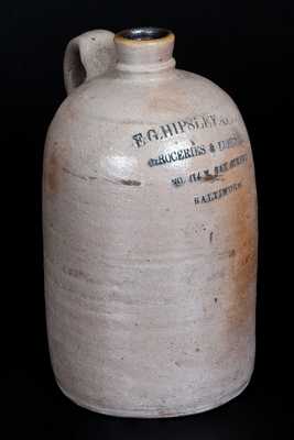 E. G. HIPSLEY & CO. / GROCERIES & LIQUORS Baltimore Stoneware Advertising Jug