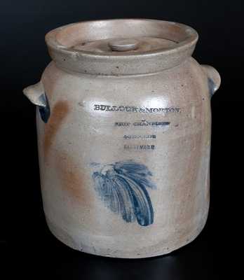 Unusual BULLOCK & MORTON / SHIP CHANDLERS & GROCERS Baltimore Stoneware Advertising Crock