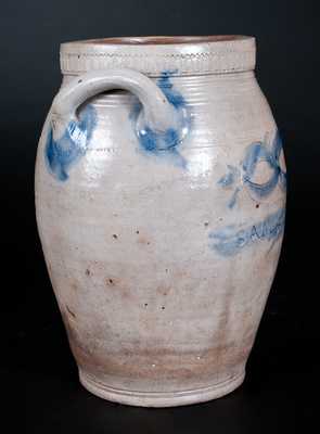 Rare S. AMBOY N. JERSY Stoneware Jar with Impressed Decoration, att. Thomas Warne and Joshua Letts