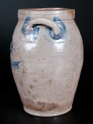 Rare S. AMBOY N. JERSY Stoneware Jar with Impressed Decoration, att. Thomas Warne and Joshua Letts