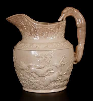 Rare AMERICAN POTTERY CO. / JERSEY CITY, N.J. Yellowware Hound-Handled Pitcher