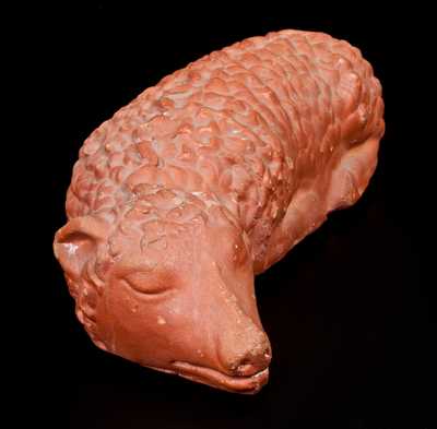 Rare Redware Lamb Figure, J. Eberly & Co., Strasburg, VA, circa 1895