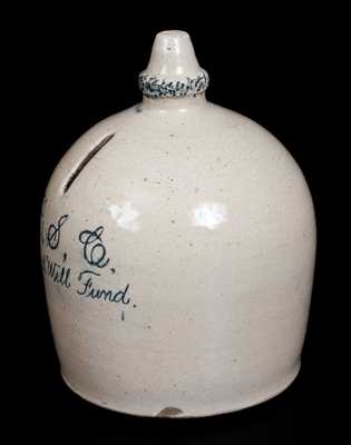 Interesting Stoneware Bank with Acorn Finial Inscribed