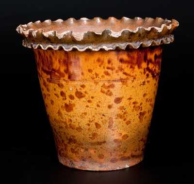 Probably Pennsylvania Redware Flowerpot w/ Crimped Rim