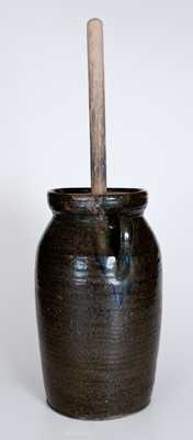 Four-Gallon Southern Stoneware Churn with Dark Alkaline Glaze