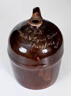 Rare Pitt Bros. / Distillers & Liquor Dealers / Springfield, TN Stoneware Advertising Liquor Jug