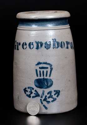 Exceptional Small GREENSBORO Stoneware Canning Jar w/ Thistle Decoration